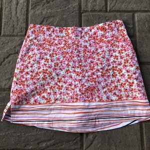 Lady Hagen Skort Women's 4 Pansy Floral Striped Zip Back Pocket Athletic